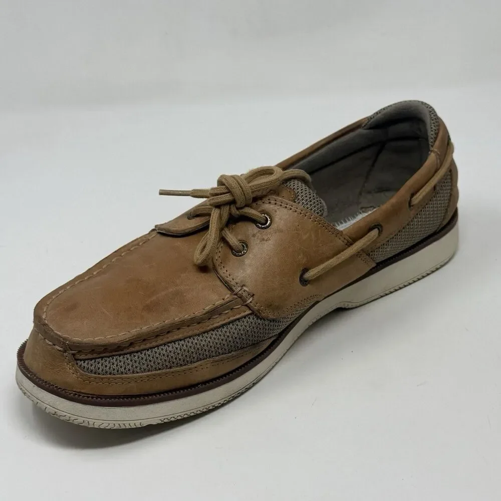 Sperry Top Sider Surveyor 2 Boat Shoes Mens 13 Brown Leather 2 Eye NO INSOLES